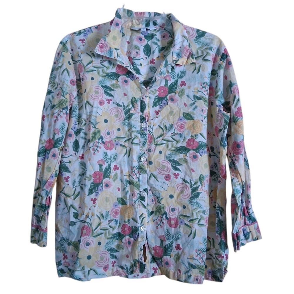 Rifle Paper Co X The Company Store Floral Pajama Top Size Large